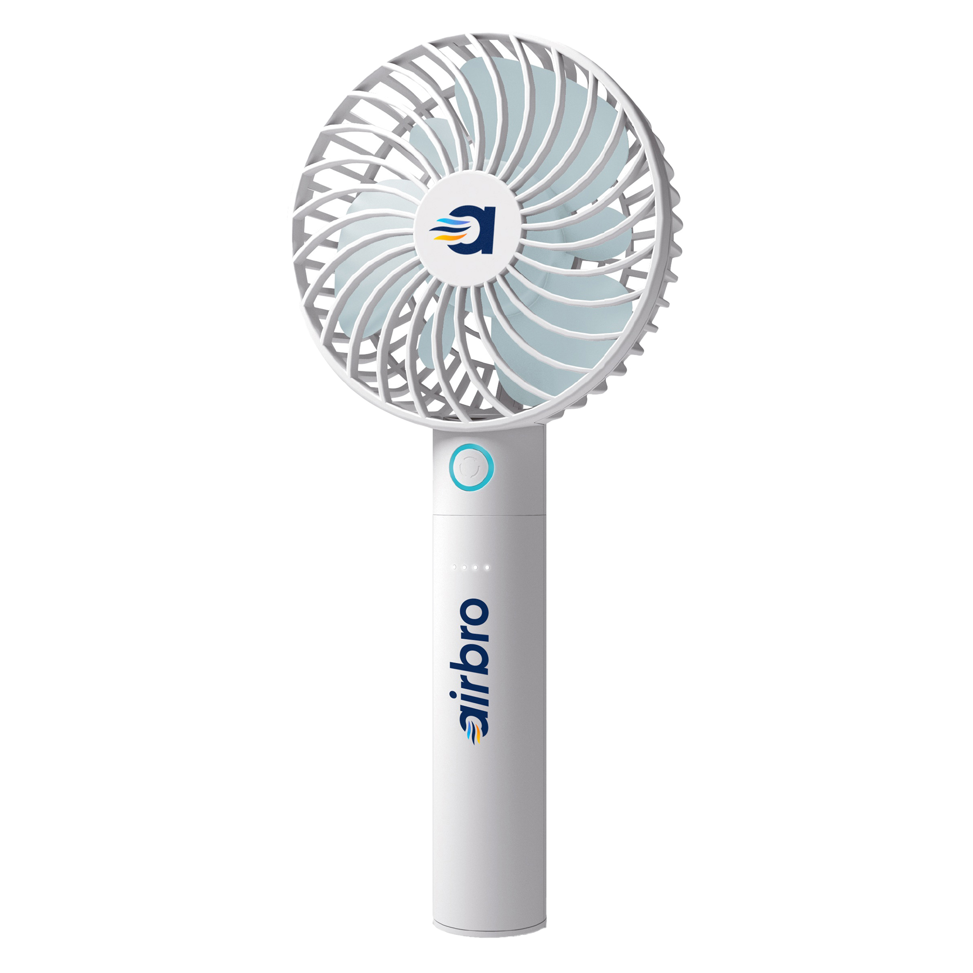 Airbro Rechargeable Handheld Fan — 3.3in., 5-Speed, Portable, Power Bank, White, Model# FHA-30